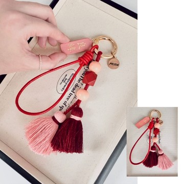 【MISIA】3in1 phone/key/bag charm 三合一手工編織繩索開運掛件（Red370)