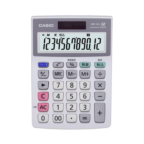 (まとめ) カシオ CASIO 特大表示電卓 12桁 ミニジャストサイズ MW-12A-N 1台 〔×5セット〕〔代引不可〕