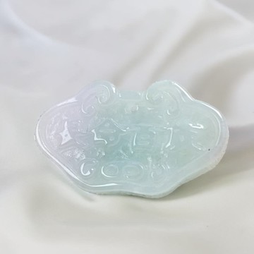 春帶彩翡翠長命百歲平安鎖項鍊 | 天然緬甸玉A貨翡翠 | 送禮