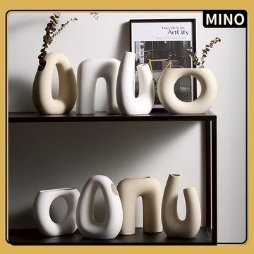 台灣發貨 北歐風素胚陶瓷花瓶 幾何藝術裝飾花瓶 民宿裝飾擺件 復古花瓶 北歐風花瓶 拍照道具 擺飾 素胚藝術花瓶 發票