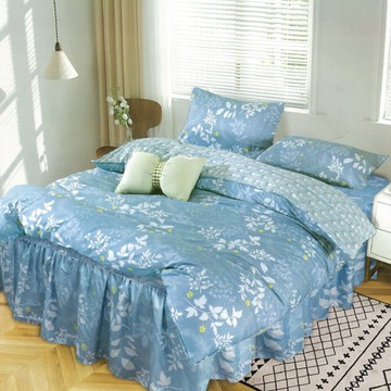 【Victoria】柔絲絨雙人加大抗菌床罩四件組-飄絮_TRP多利寶