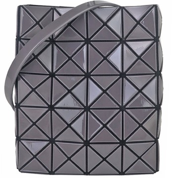 ISSEY MIYAKE 三宅一生 BAOBAO 灰亮面方格4x5盒形小斜背包