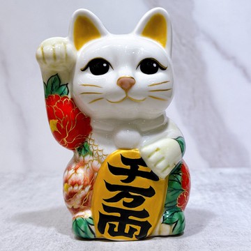 【孔舞迎祥】日本清水燒招財貓 | 色繪 - 孔雀