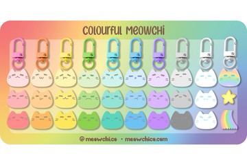 Meowchi Co【Colourful 彩虹貓糍】壓克力 滴膠亮面 串串鎖匙扣