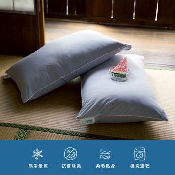 翔仔居家 熊冷涼感枕套組(2入)【蘇打奶昔】枕套 熊冷枕套 枕頭套 銀離子抗菌 信封式枕套 涼感枕套