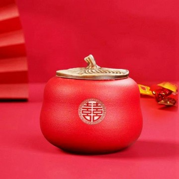 事事如意茶葉罐家用陶瓷密封罐防潮茶罐創意糖罐高端婚慶禮品批發