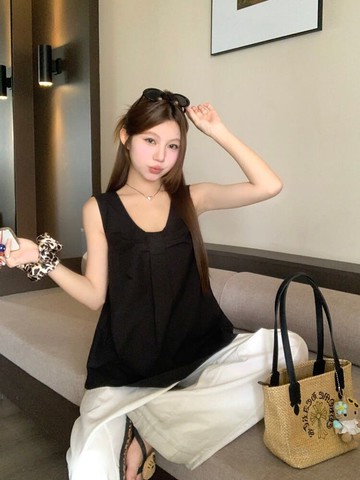 【missy shop】深幽光芒壓摺傘擺背心-85139