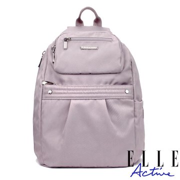 【ELLE Active】知性優雅系列-防盜 後背包-中-灰紫色