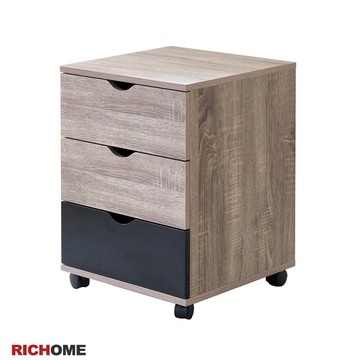 RICHOME 北歐風E1板三抽櫃(美背) 床頭櫃 收納櫃 置物櫃 櫥櫃 活動櫃 斗櫃 抽屜櫃 辦公櫃  DR234