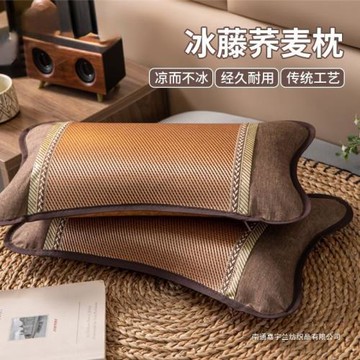 夏季蕎麥枕頭夏天冰藤枕芯成人護頸椎助睡眠專用竹枕硬整頭男支持