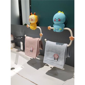 兒童毛巾架卡通免打孔寶寶毛巾掛粘貼可愛廁所創意洗手間毛巾掛架