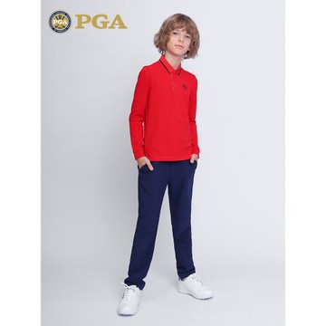 美國PGA兩件5折高爾夫兒童服裝男童長袖T恤衣服青少年秋冬季套裝
