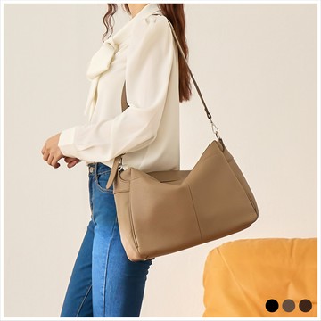 天藍小舖-簡約土色荔枝紋肩背包-共3色-$590【A15153175】