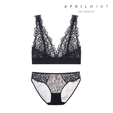 April Mint Kendal 法式花卉蕾絲網紗拼接Bralette內衣
