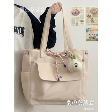日系ins帆布包包女時尚單肩包 大容量休閑百搭學生上課通勤托特包
