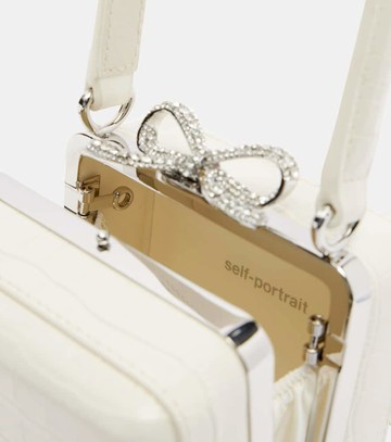 Self-Portrait Micro croc-effect embellished leather tote bag