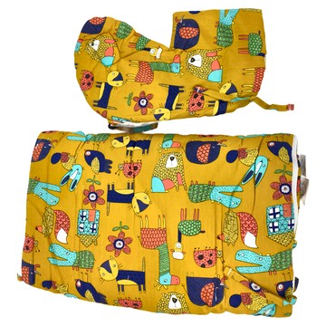 我家寶貝 嬰幼兒純棉防驚跳豆豆絨睡袋  加厚新生兒抱被含保暖披肩  80*46cm  黃色派對