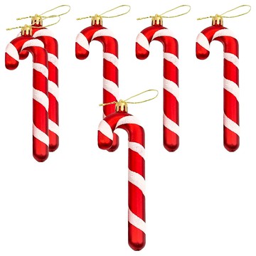 亮粉拐杖吊飾 Set 6  13 x 4.5cm  紅色  1組