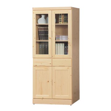 Boden-松木2.7尺四門二抽書櫃/展示收納櫃/置物櫃