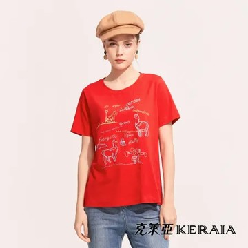 【KERAIA 克萊亞】治癒系動物圖鑑繡花棉T