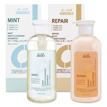 日本天然香系列套裝-薄荷深層清潔洗髮乳1支+修護絲滑護髮素1支