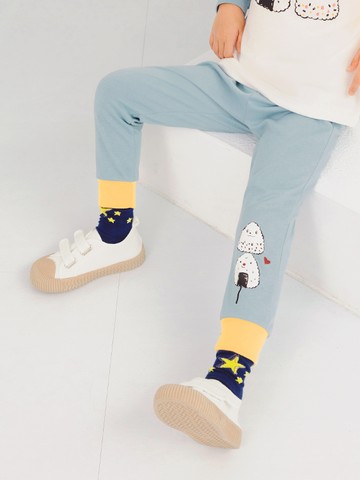 咖啡廳家族．飯糰好朋友腰鬆緊拼色縮口褲