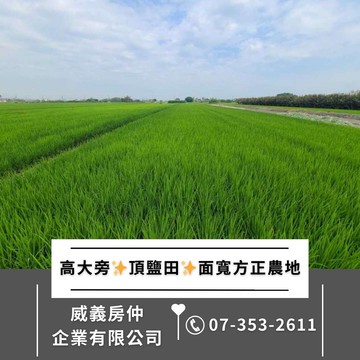 高雄大學旁頂鹽田2.7分面寬方正農地｜臨5米道路｜高雄市橋頭區頂塩田段