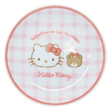 小禮堂 Sanrio 三麗鷗 陶瓷圓盤 13.5cm (格紋熊款)