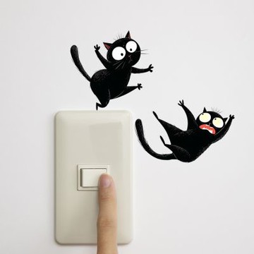 【MR.ZAKKA】創意萬用裝飾貼紙-動物主題 趣味摔倒小貓咪 3款任選 兒童房布置 DIY可移式壁貼 無痕壁貼 牆貼