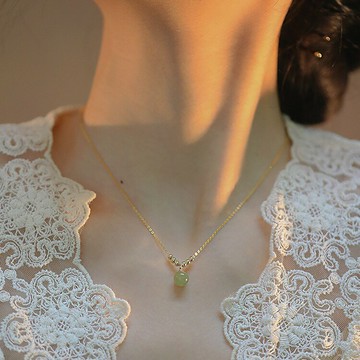 『百貨屋二號』圓珠單顆和田玉項鏈女士時尚氣質輕奢小眾設計感中國風鎖骨鏈