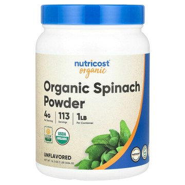 Nutricost, 有機菠菜粉，原味，16.2 盎司（454 克）