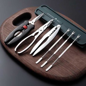 日本進口精工304不銹鋼蟹鉗夾蟹八件套拆蟹大閘蟹吃螃蟹專用工具