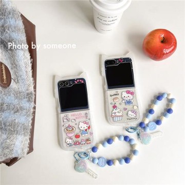 冰淇淋蛋糕KT貓適用三星zflip6手機殼折疊屏全包ZFlip5硅膠保護套zflip4防摔軟殼zflip3韓風ins可愛卡通翻蓋