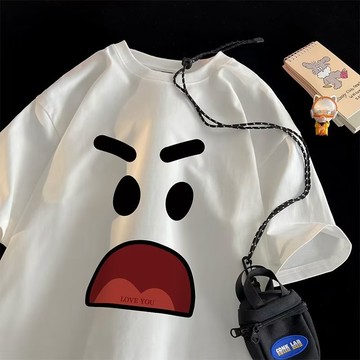 M-3XL 純棉 短袖男 港風寬松休閑潮牌t恤衫 夏季新款 印花短袖 t恤男 韓版潮流簡約半袖 上衣