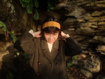 秋色 手工編織 雙色髮帶