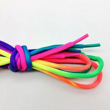 鞋帶繩七彩色漸變色男款女彩色圓形鞋帶彩虹七彩雙層五彩彩色鞋帶