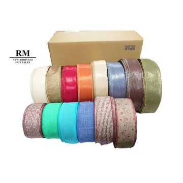 特惠套組拷克緞帶63MM(2-1/2英吋寬、含鐵絲)/節慶/整箱販售/素面/布置/裝飾/蝴蝶結/多種樣式