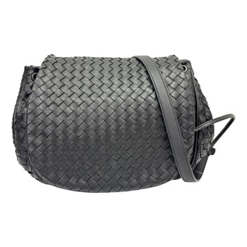 BOTTEGA VENETA BV 寶緹嘉 黑色 羊皮編織 馬鞍斜背包 肩背包 245342 【二手名牌BRAND OFF】