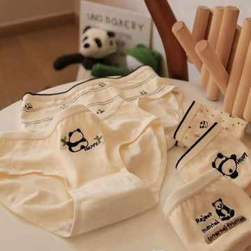 🔥台灣現貨➕發票5條裝a類嬰兒棉內褲少女可愛小熊貓學生無痕抗菌純棉檔三角褲
