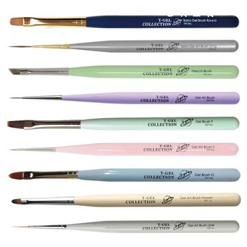 日本T-GEL美甲光療筆筆刷拉線條圓頭彩繪平頭法式暈染涂單色