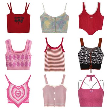 PAIXIANG/小吊帶背心女夏外穿甜辣針織彩色條紋辣妹穿搭甜酷上衣