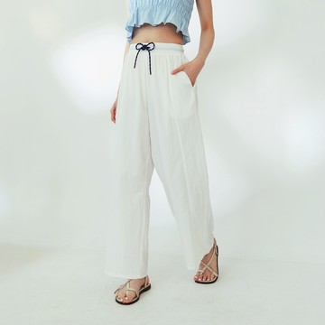 QUEENSHOP_ S 女裝 撞色棉繩剪接刷刷長褲 兩色售 現+預 【04101947】