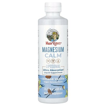 MaryRuth's, Magnesium Calm Liposomal，杏仁質香味草味，15.22 液量盎司（450 毫升）