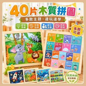 台灣出貨🎨兒童木質拼圖40片 多款圖案認知配對 認知配對 3歲以上幼兒拼圖 木質拼圖 早教益智玩具 親子互動禮物 早教