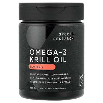 Sports Research, SUPERBA 2 南極磷蝦油和蝦青素，500 毫克，120 粒軟凝膠