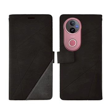 Metal-Slim Vivo V50 5G 幾何造型膚感雙料撞色磁吸皮套