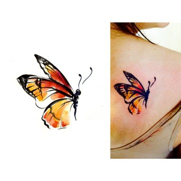 「澄蝶」紋身貼紙 微刺青 輕紋身  可愛 原創 蝴蝶 生物 線條 cos 小心機 防水持久 紋身貼 超美 性感 DIY