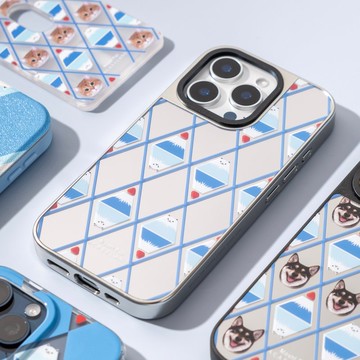 客製化 | Meow Fuji 銀邊鏡面 MagSafe 手機保護殻