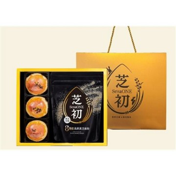 (預購)【芝初】2026黑芝麻Q潤蛋黃酥3入小禮盒-6盒組（每盒內含：黑芝麻Q潤蛋黃酥3入、8倍細高鈣黑芝麻粉200g×1包）