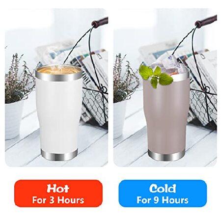 VEGOND 20oz Tumbler Stainless Steel Tumbler Cup with Lid And Straw Vacuum Insulated Double Wall Travel Coffee Mug(White Pack)